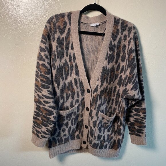 Rails Leopard Print Alpaca Oversized Wool Blend Cardigan – Size XS - Picture 1 of 8